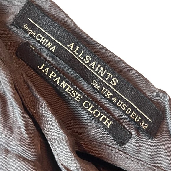 All Saints Japanese Cloth Rialto Silky Drape One Shoulder Sheath Dress Grey Sz 0 - Picture 6 of 10